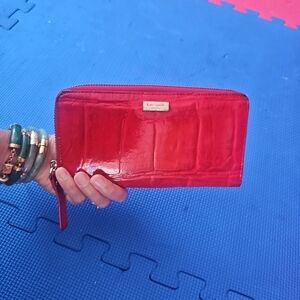 Kate Spade Neda Knightsbridge Red Zip Around Wallet